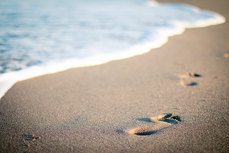 walk on sand in beach prints